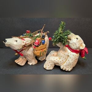 David Frykman LOT of 2 POLAR BEAR TREE and Toys Figurines 90s Christmas